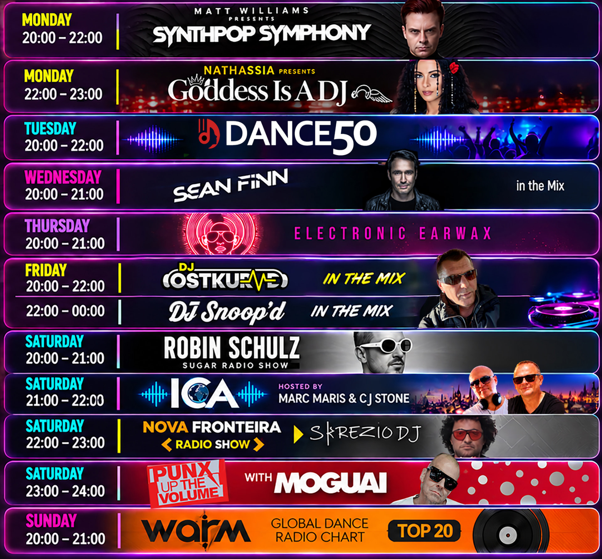 Týdenní přehled showů Radio Fantasy Praha